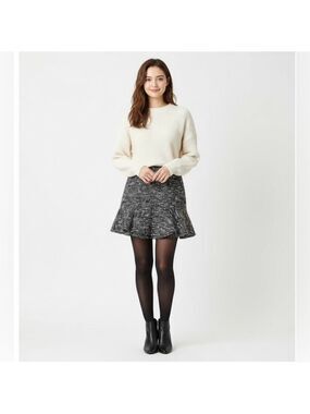KATE SPADE Tweed Mini Skirt Partly Lined Ruffled Hem Junior Size Large